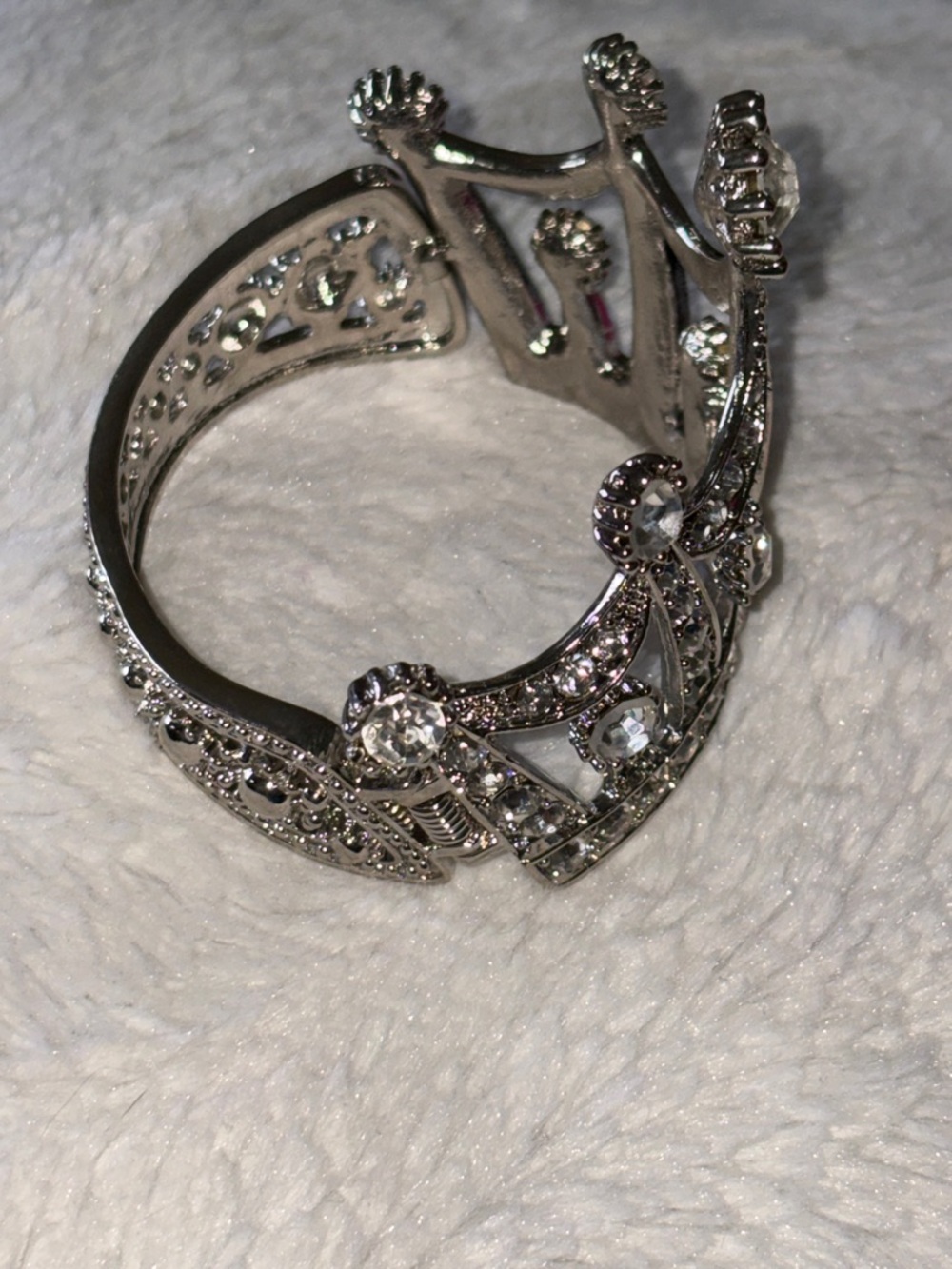 Rhinestone Crystal Crown Bracelet ~Silver NEW - Picture 6 of 6